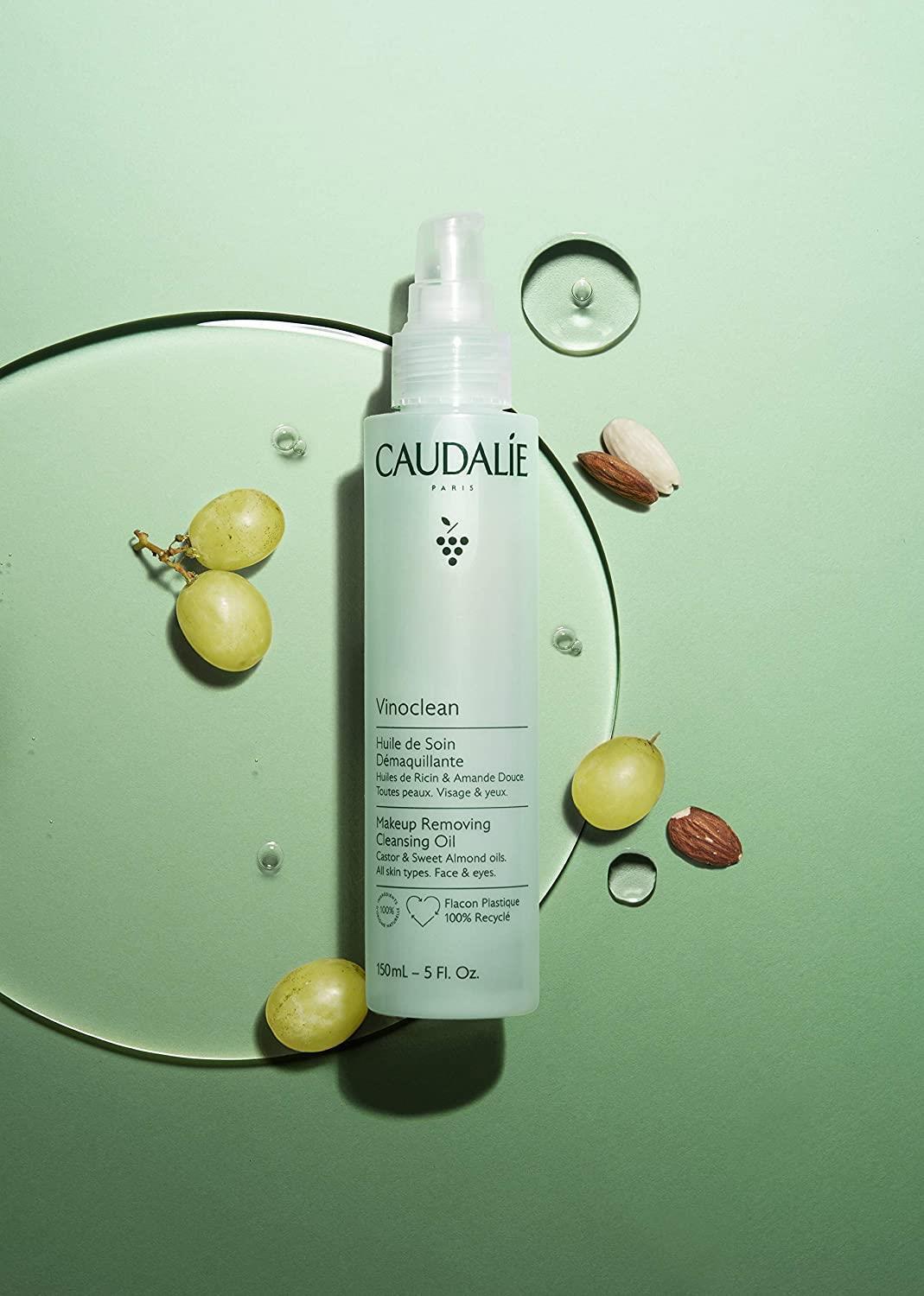 Caudalie Vinoclean Makeup Removing Cleansing Oil - Gentle Vegan Makeup Remover for Sensitive Skin, 5.07 fl oz - Glamourous Grace