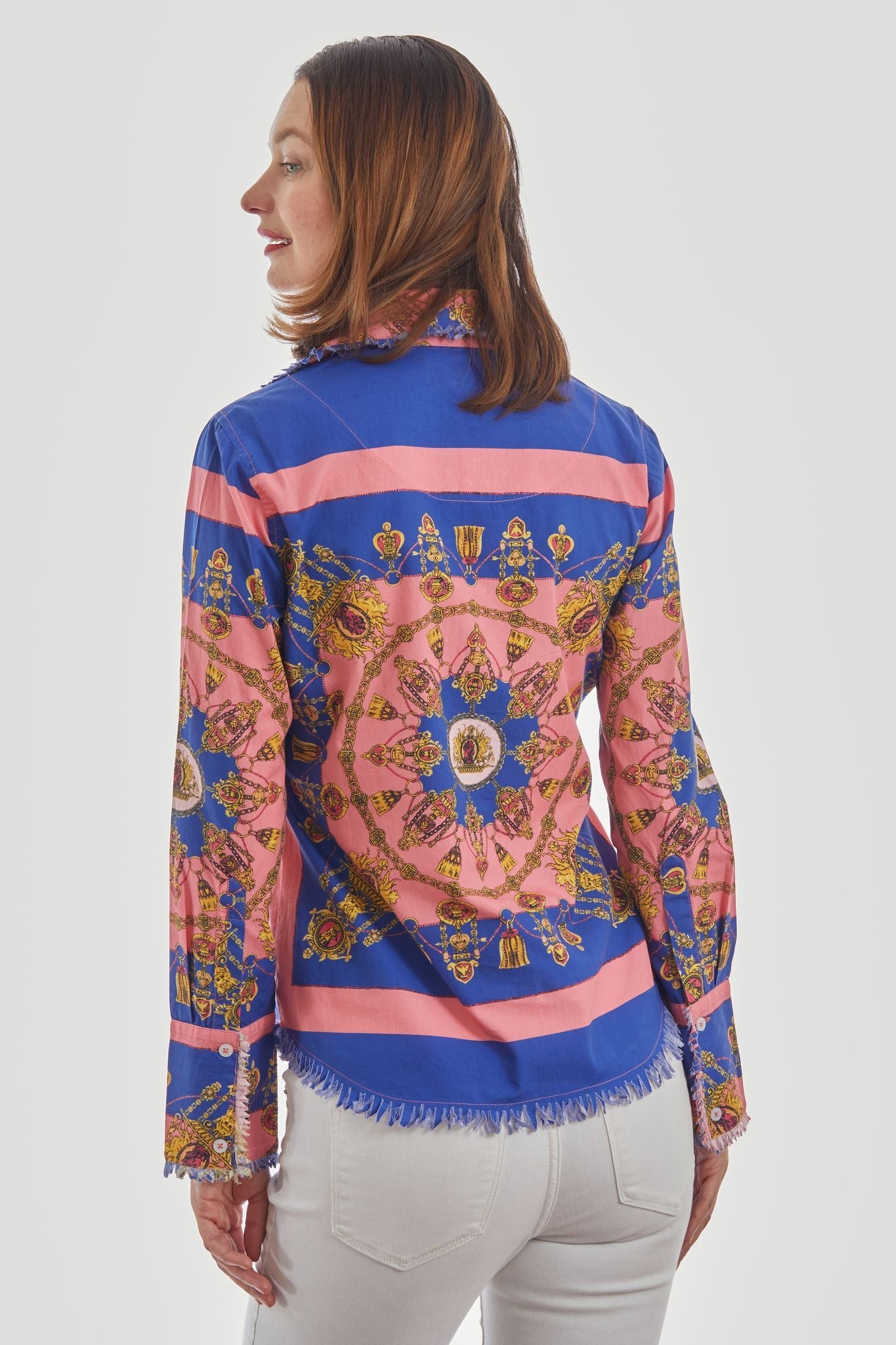 Cape Cod Tunic Navy Pink with Gold Engineered - Glamourous Grace