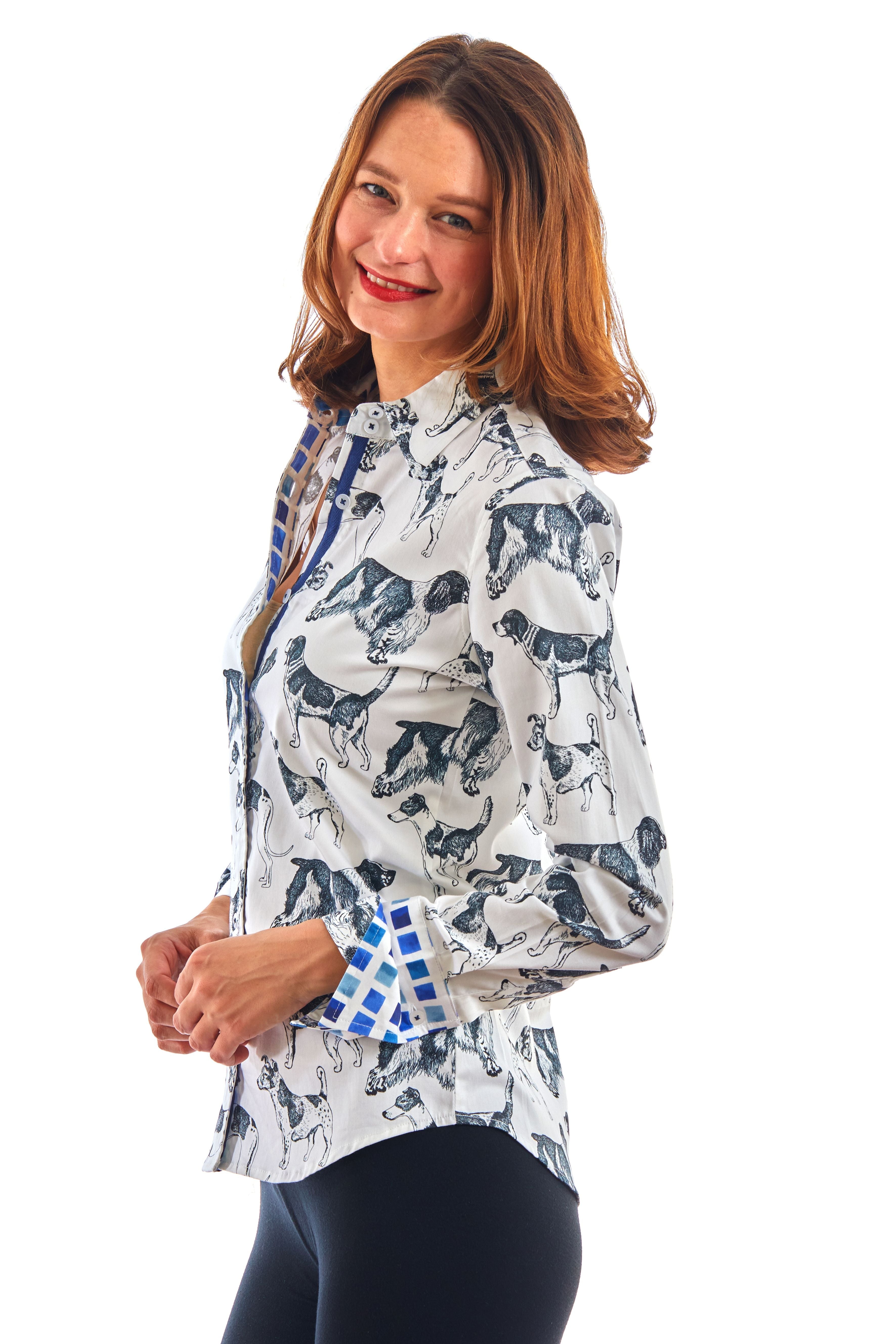 Rome Shirt Black White Doggies - Glamourous Grace