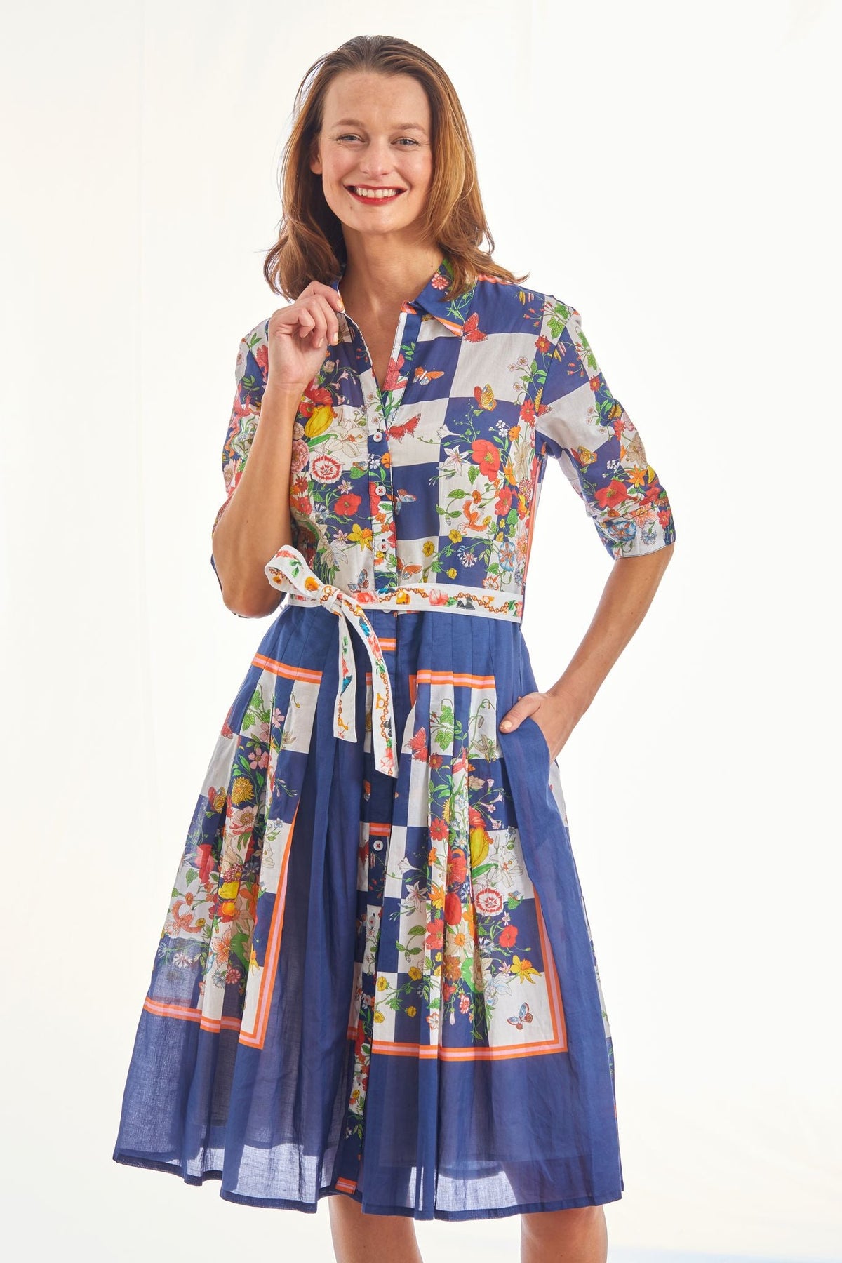 Mrs Maisel Navy Box Print with Butterflies - Glamourous Grace