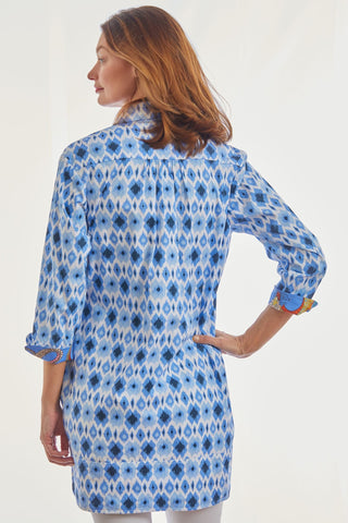 Vail Tunic Blue Ikat Print - Glamourous Grace