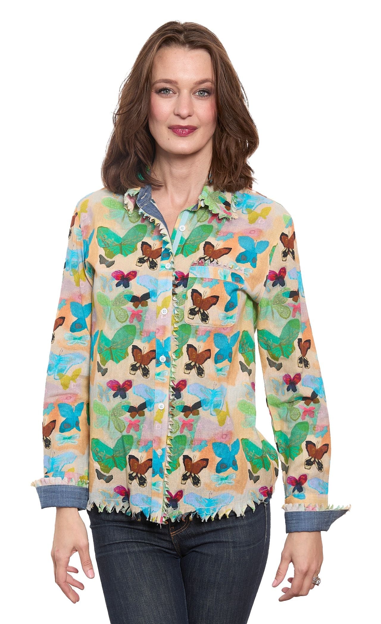 Cape Cod Top with Neutral Ground Butterflies - Glamourous Grace