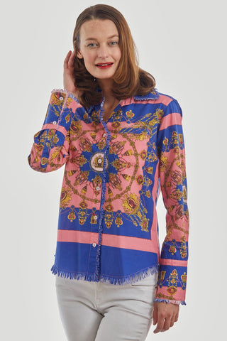 Cape Cod Tunic Navy Pink with Gold Engineered - Glamourous Grace