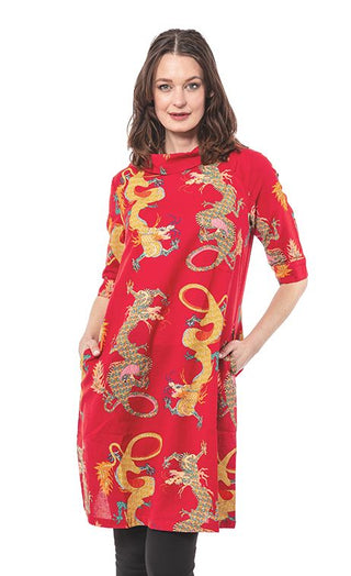 Audrey Retro Dress Red Dragons - Glamourous Grace