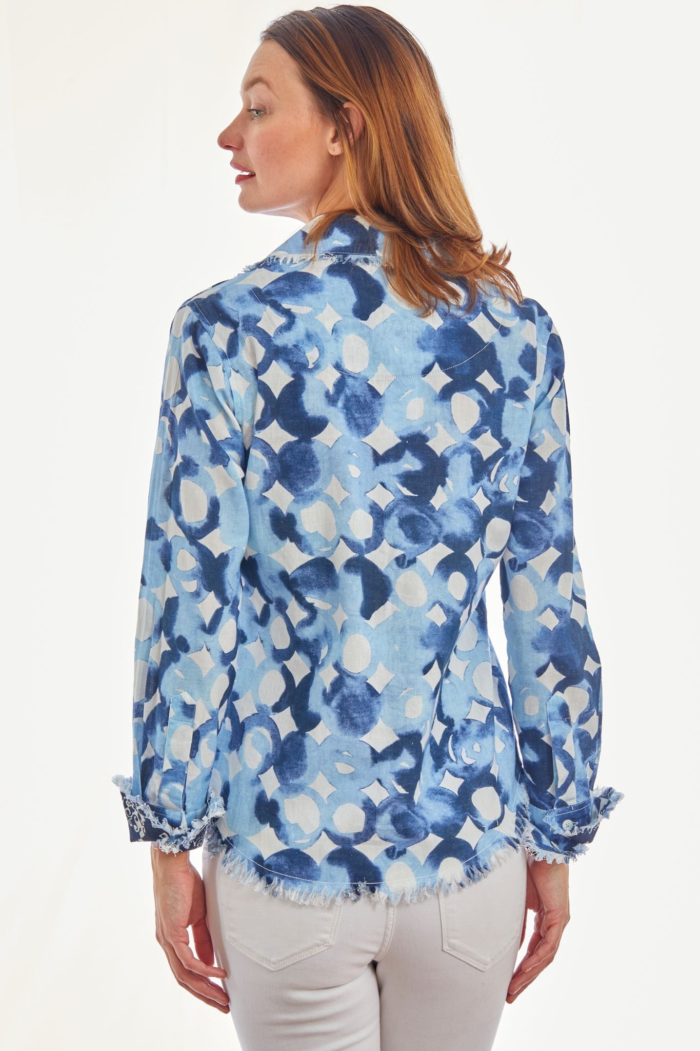 Cape Cod Tunic Blues Watercolor Print - Glamourous Grace
