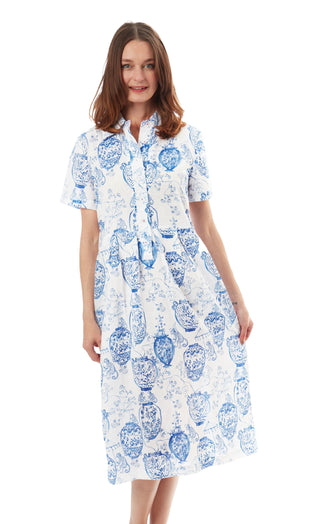 Shortsleeved Shirt Dress Chinoiserie - Glamourous Grace