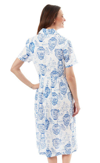 Shortsleeved Shirt Dress Chinoiserie - Glamourous Grace