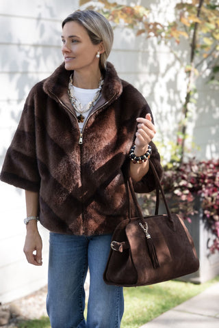 Megan -  Faux Suede Medicine Bag - Glamourous Grace