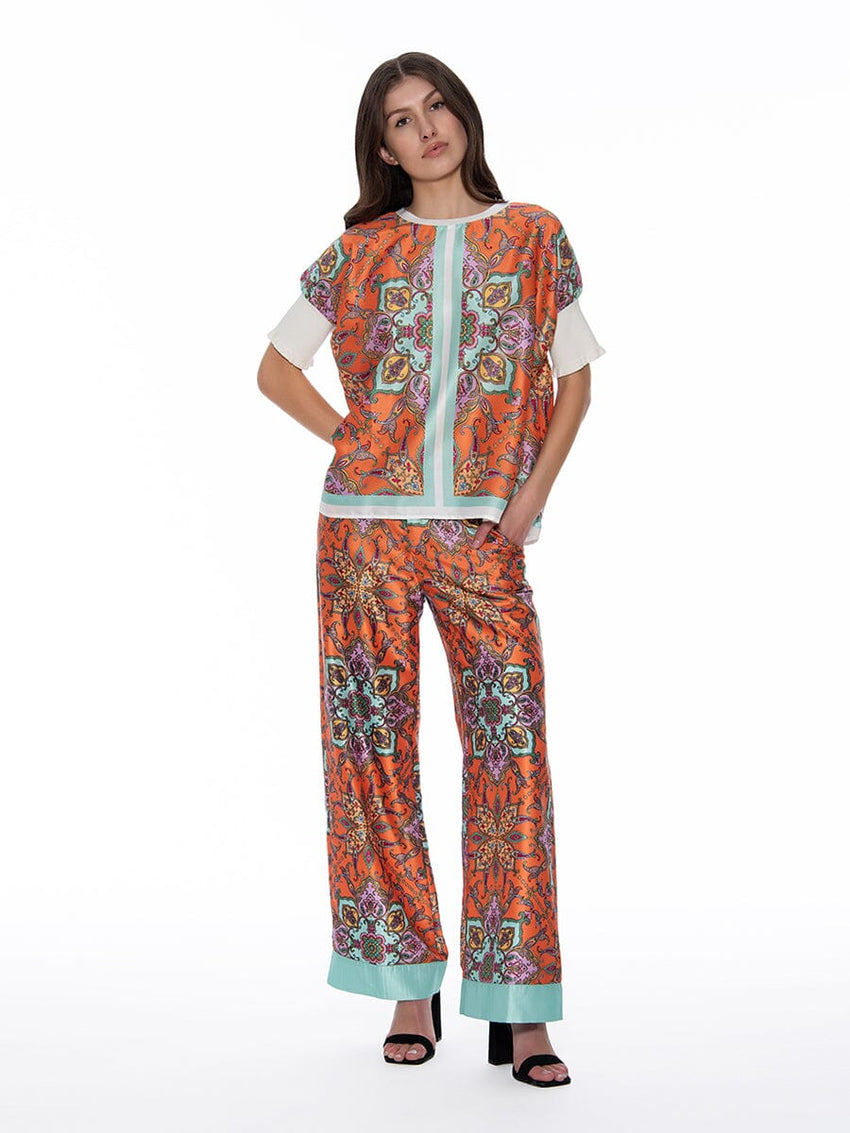 Paisley Print Wide Leg Pants