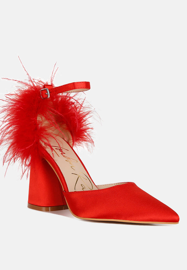 Palmetta Fur Detail Block Heel Sandals - Glamourous Grace