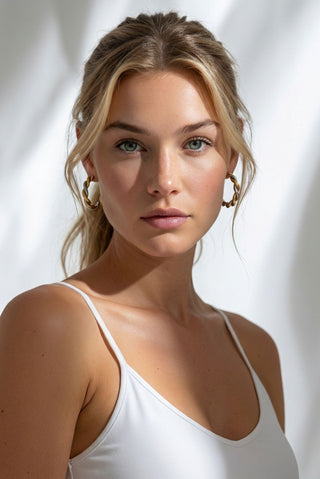 Paloma Waterproof Two-Tone Chunky Rope Hoop Earring - Glamourous Grace