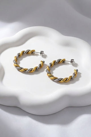 Paloma Waterproof Two-Tone Chunky Rope Hoop Earring