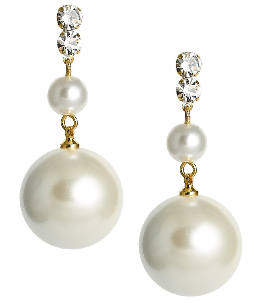 Paris - Pearl and Rhinestone Drop Earring - 18k Gold Plated - Glamourous Grace