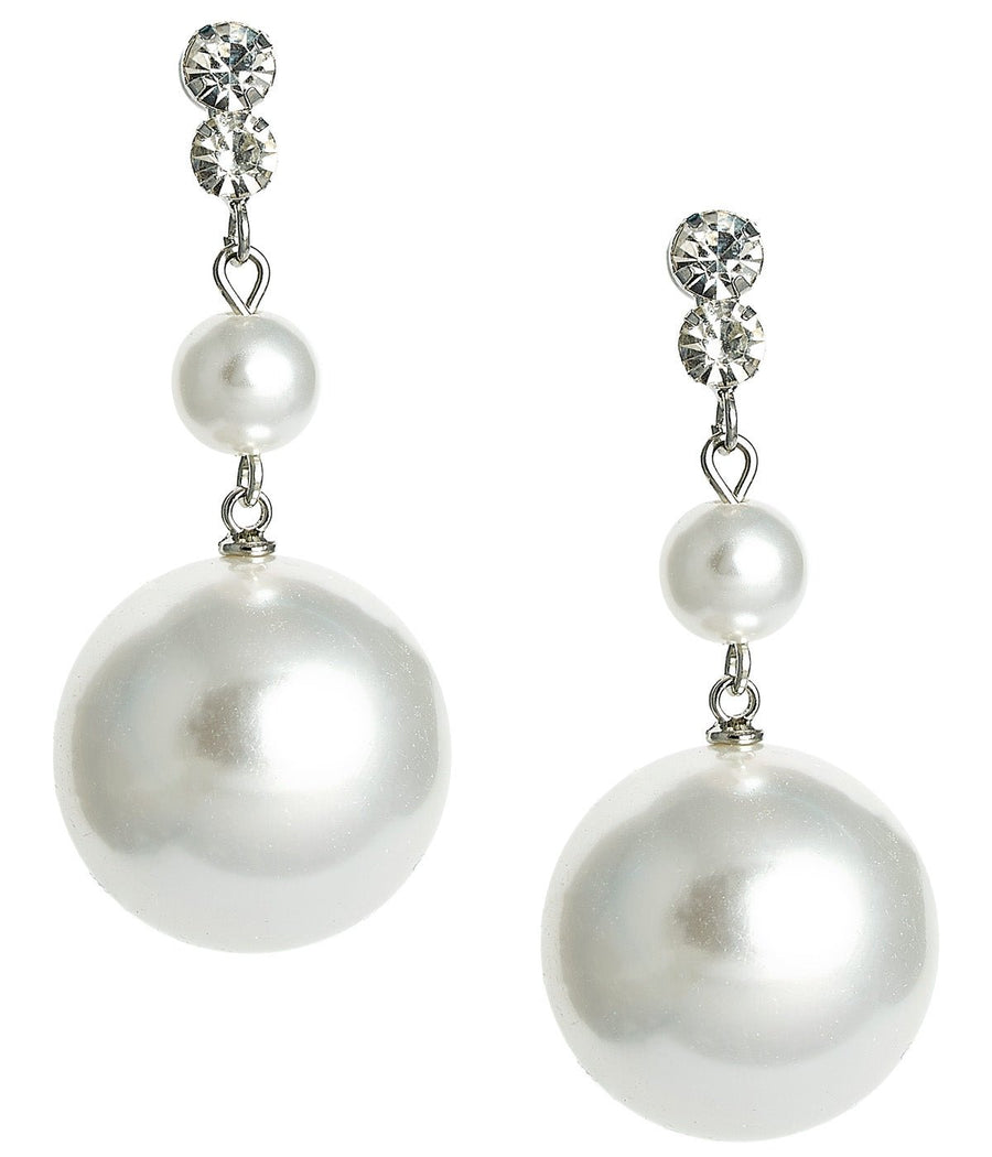 Paris - Pearl and Rhinestone Drop Earring - 18k Gold Plated - Glamourous Grace