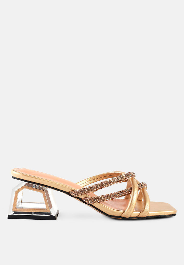 Parisian Cut Rhinestone Embellished Strap Sandals - Glamourous Grace