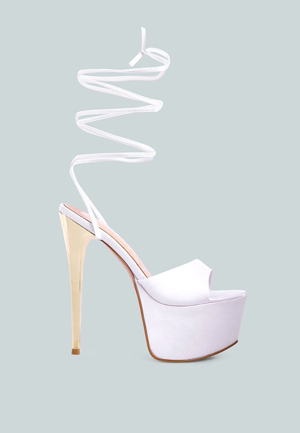 Passion Fruit Dramatic Platform Lace-Up Heel Sandals - Glamourous Grace