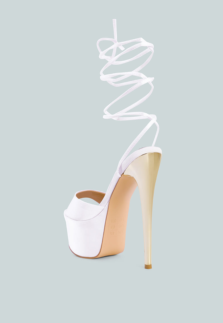 Passion Fruit Dramatic Platform Lace-Up Heel Sandals - Glamourous Grace