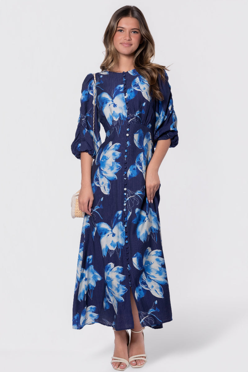 Patricia Dress (Navy Pattern) - Glamourous Grace