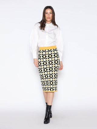 Patterned Wool Knitted Pencil Skirt