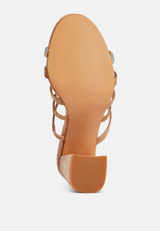 Peaches Strapped Rhinestone Embellished Sandals - Glamourous Grace