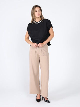 Pearl Work Round Neck Top