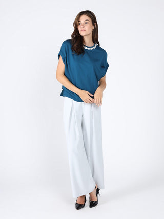 Pearl Work Round Neck Top