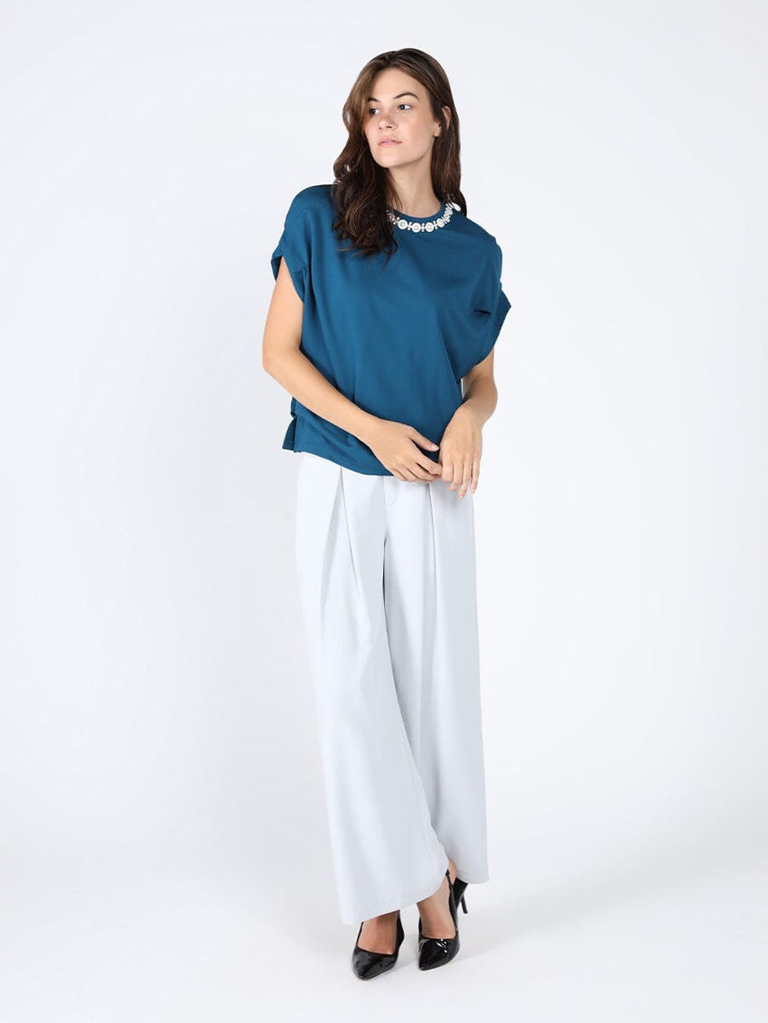 Pearl Work Round Neck Top