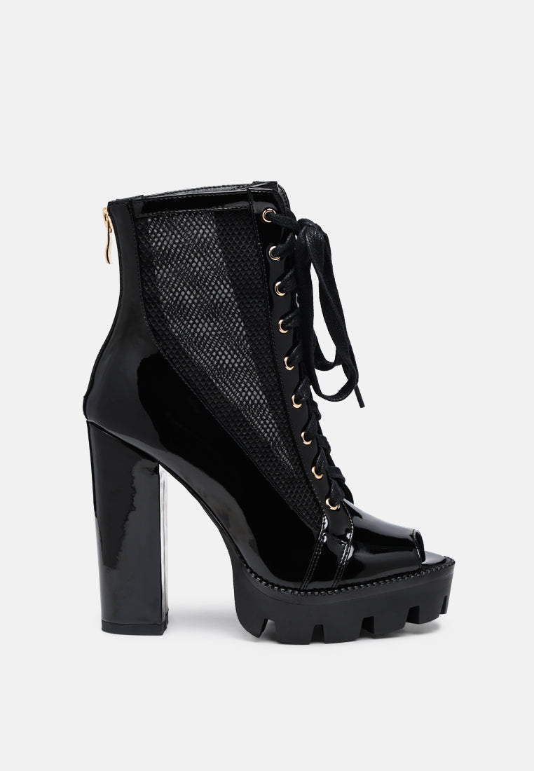 Peepque Peep Toe Lace-Up Booties - Glamourous Grace