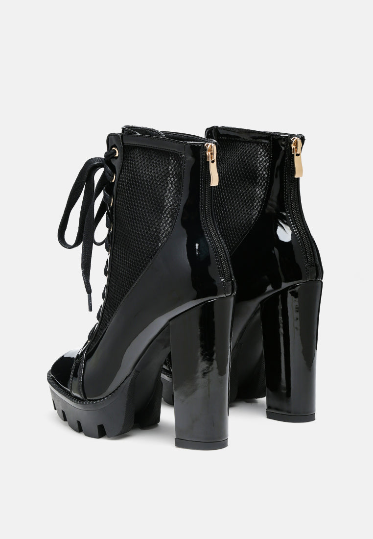 Peepque Peep Toe Lace-Up Booties - Glamourous Grace