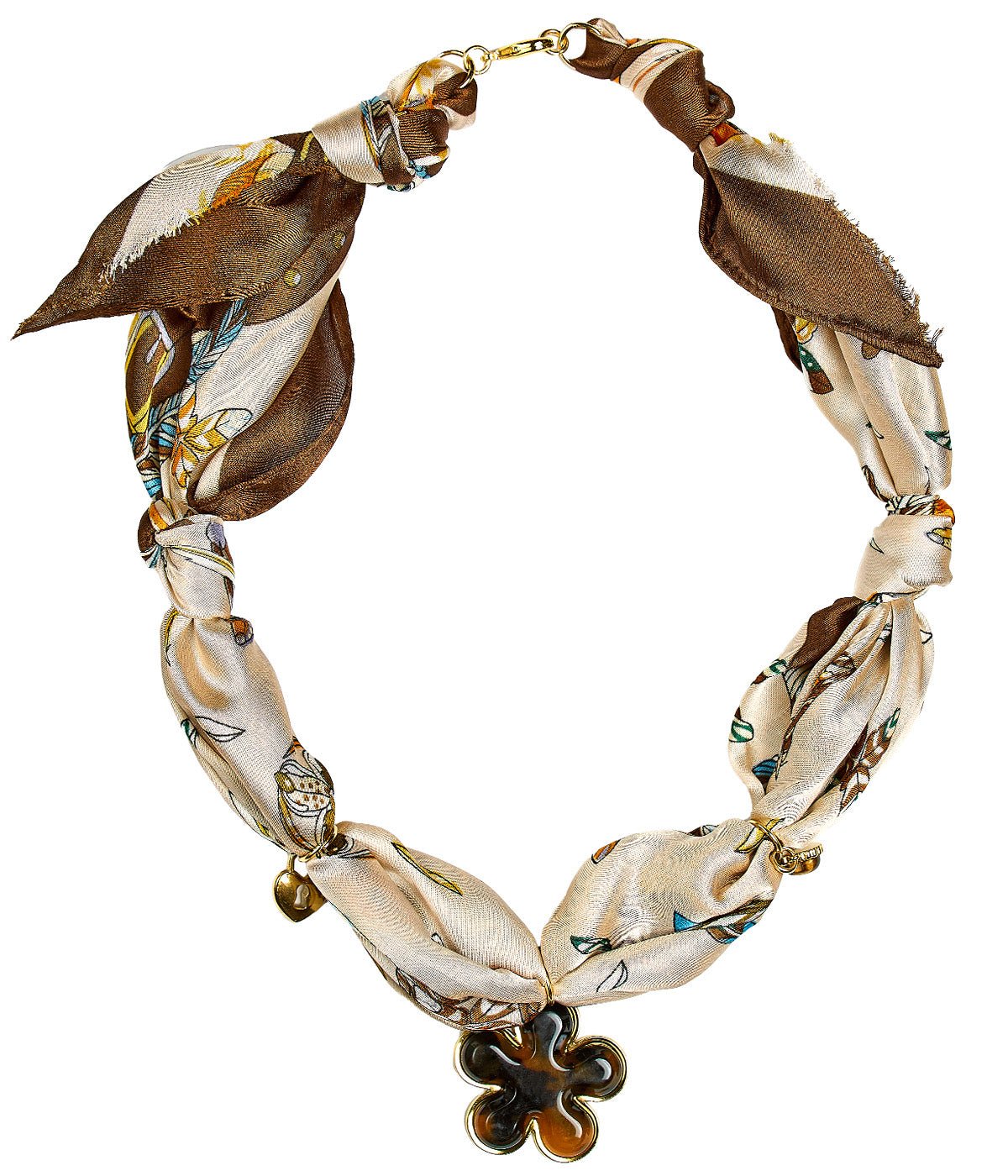 Penny - Brown Tiger Eye Flower - Scarf Necklace - Glamourous Grace