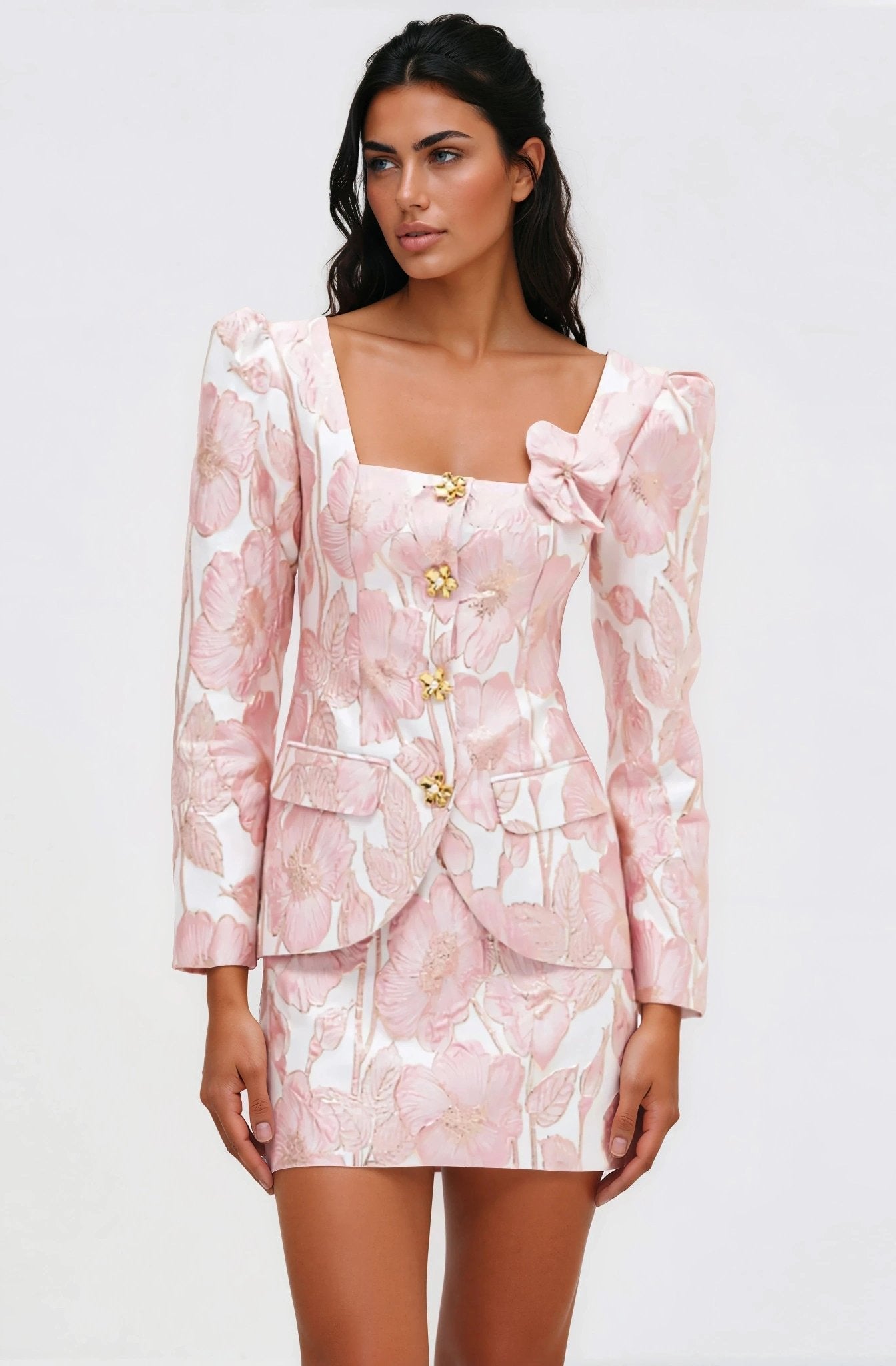 Petal Jacquard Jacket – Pink (Final Sale) - Glamourous Grace
