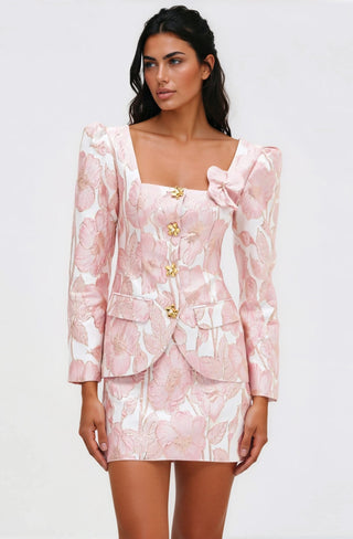 Petal Jacquard Jacket – Pink (Final Sale) - Glamourous Grace