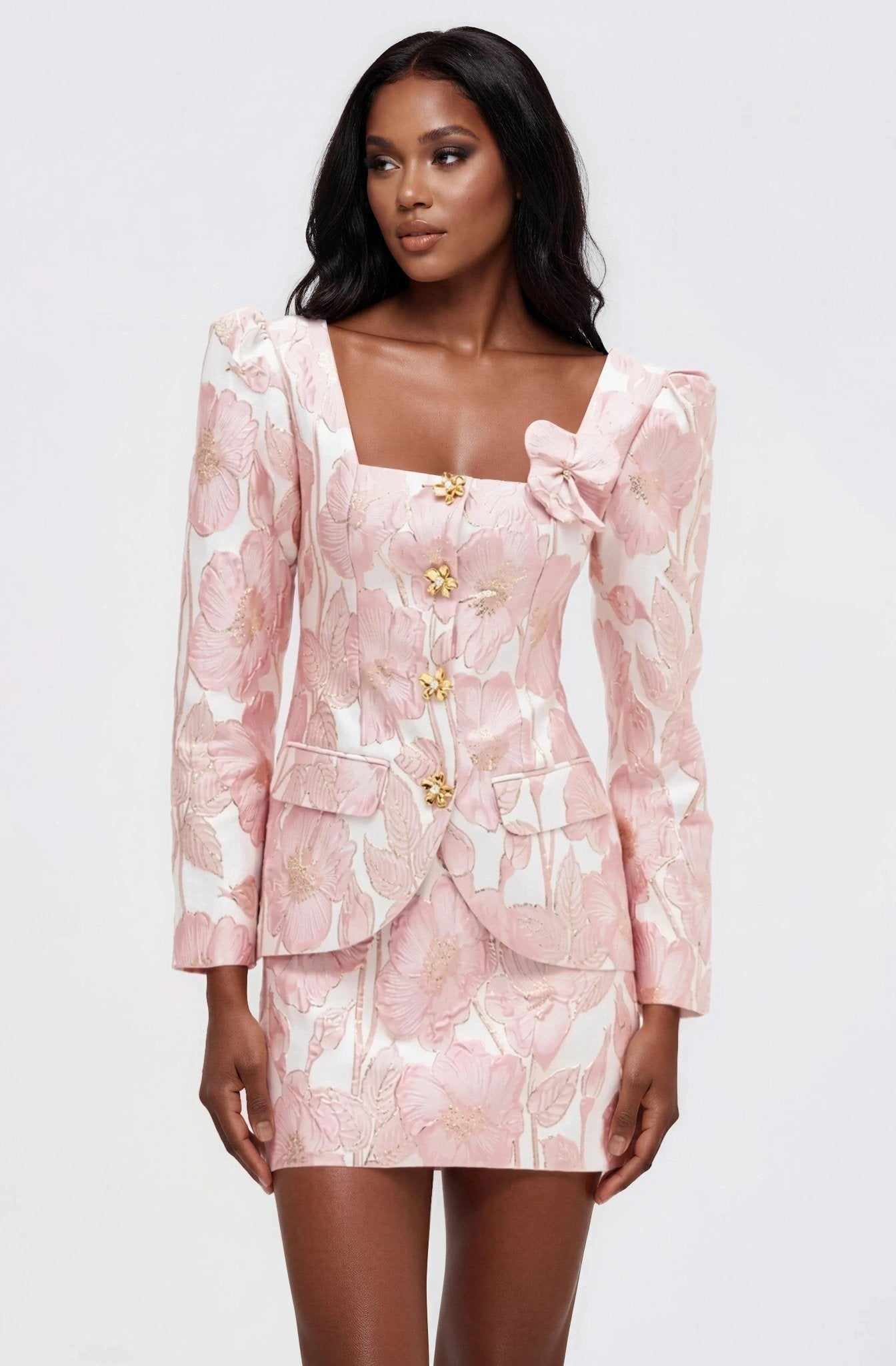 Petal Jacquard Jacket – Pink (Final Sale) - Glamourous Grace