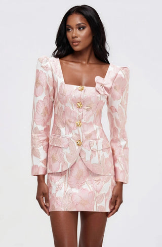 Petal Jacquard Jacket – Pink (Final Sale) - Glamourous Grace