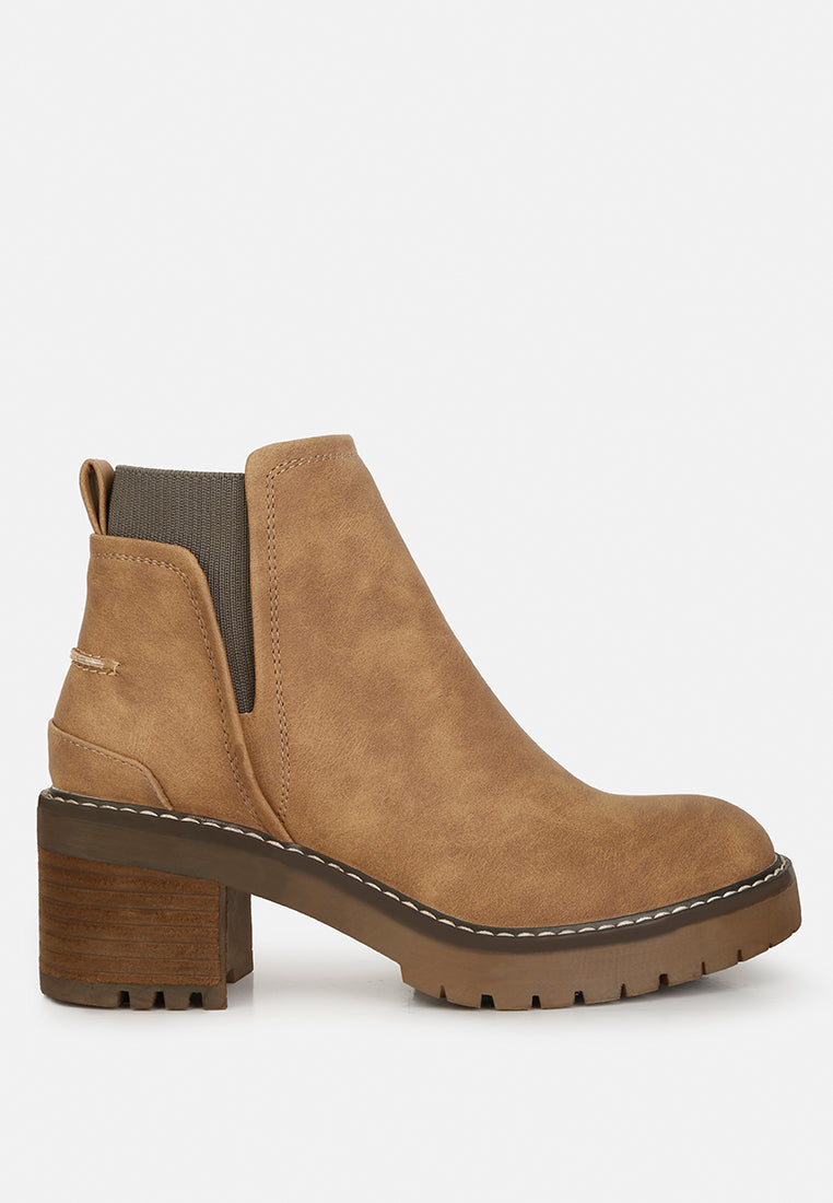 Pheonix Faux Leather Chunky Heel Ankle Boots - Glamourous Grace
