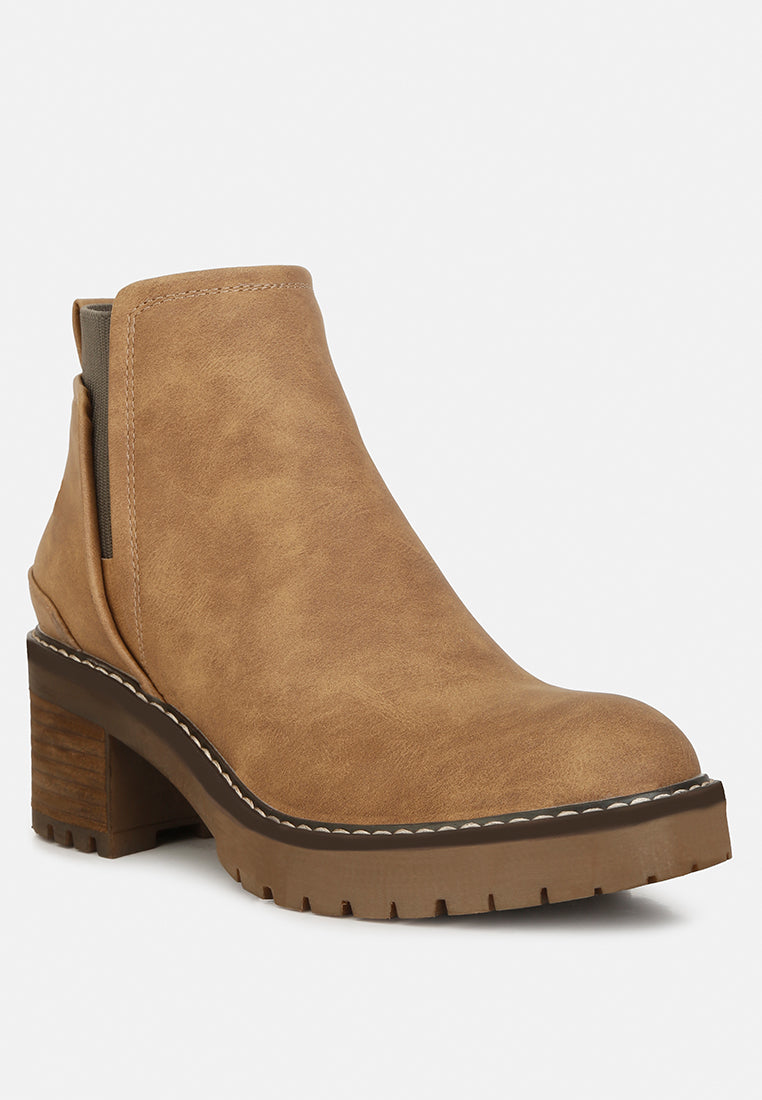 Pheonix Faux Leather Chunky Heel Ankle Boots - Glamourous Grace