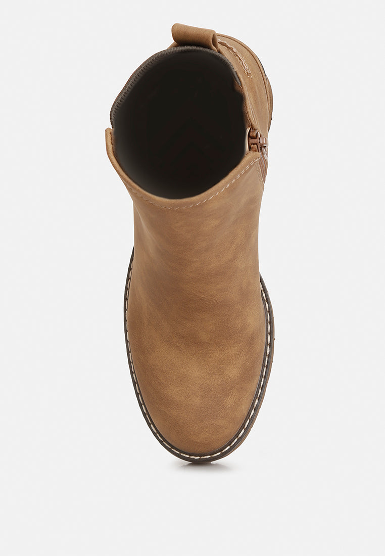 Pheonix Faux Leather Chunky Heel Ankle Boots - Glamourous Grace
