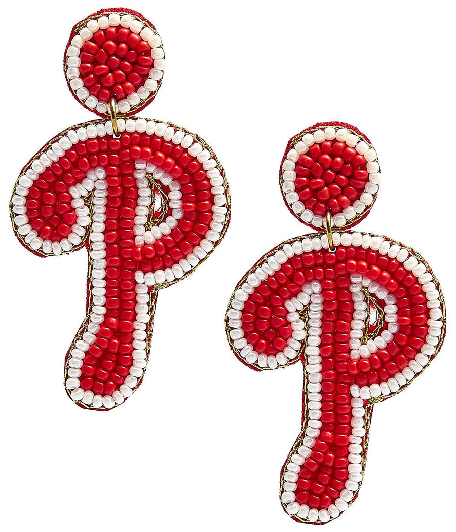 Phillies P - Fabric Backed Earrings - Glamourous Grace