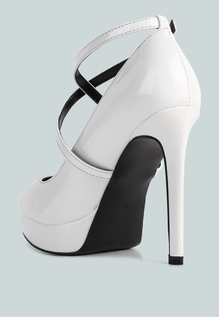 Pixie Dust Patent Faux Leather Cross Strap Pumps - Glamourous Grace