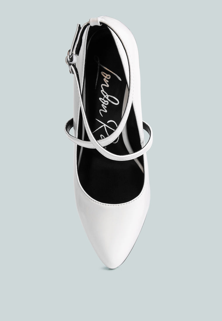 Pixie Dust Patent Faux Leather Cross Strap Pumps - Glamourous Grace
