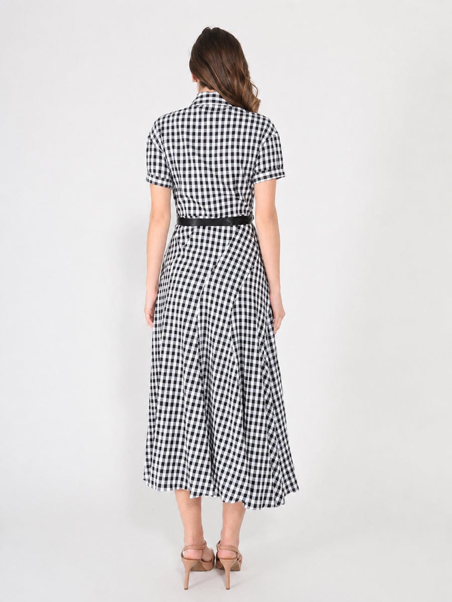Plaid Pattern Asymmetrical Ruffle Midi Dress - Glamourous Grace