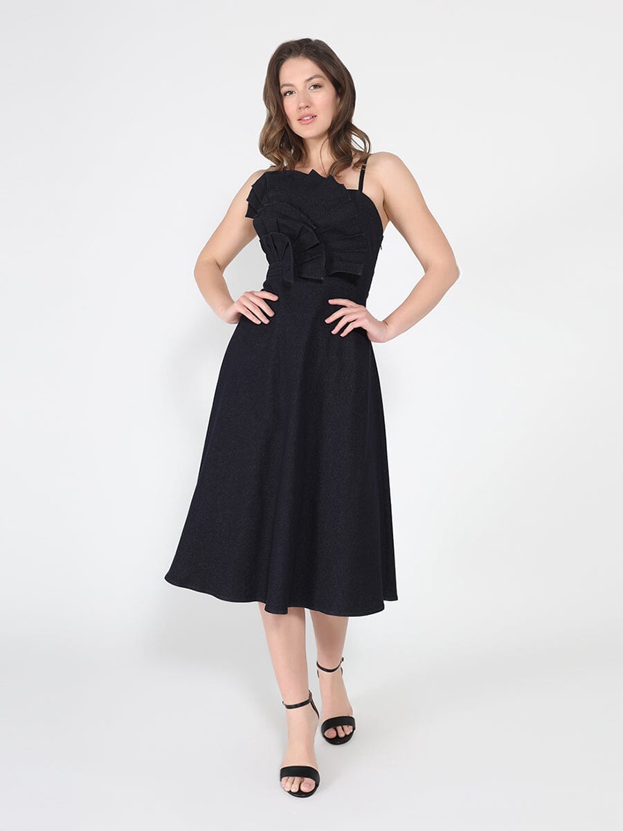 Pleated Detail Strap A-Line Dress - Glamourous Grace