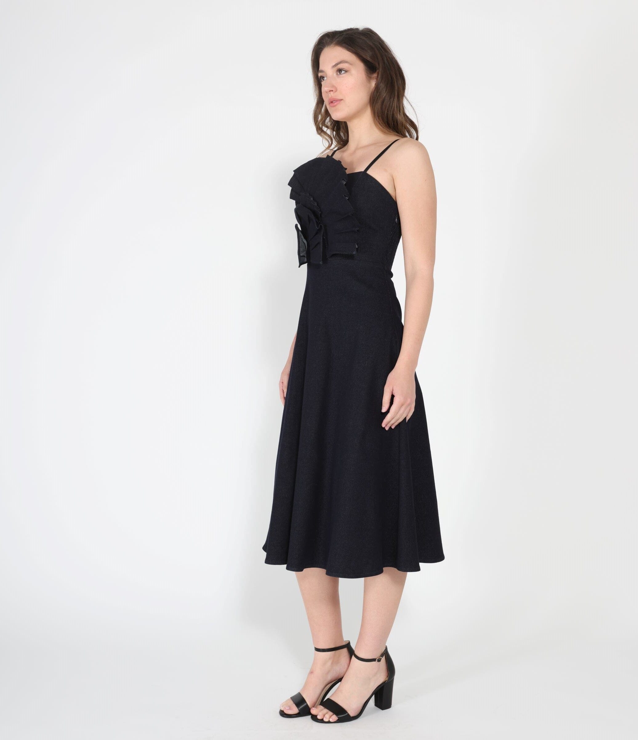 Pleated Detail Strap A-Line Dress - Glamourous Grace