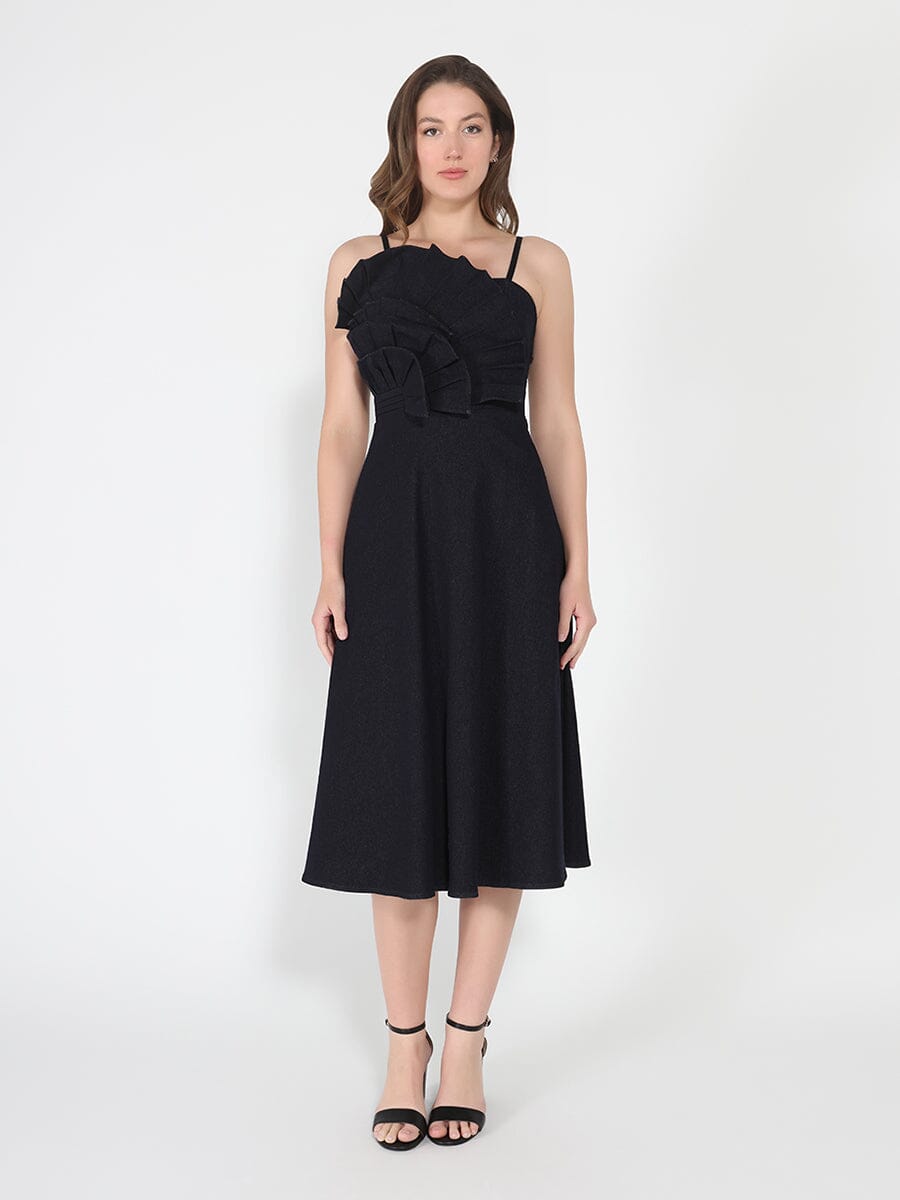 Pleated Detail Strap A-Line Dress - Glamourous Grace