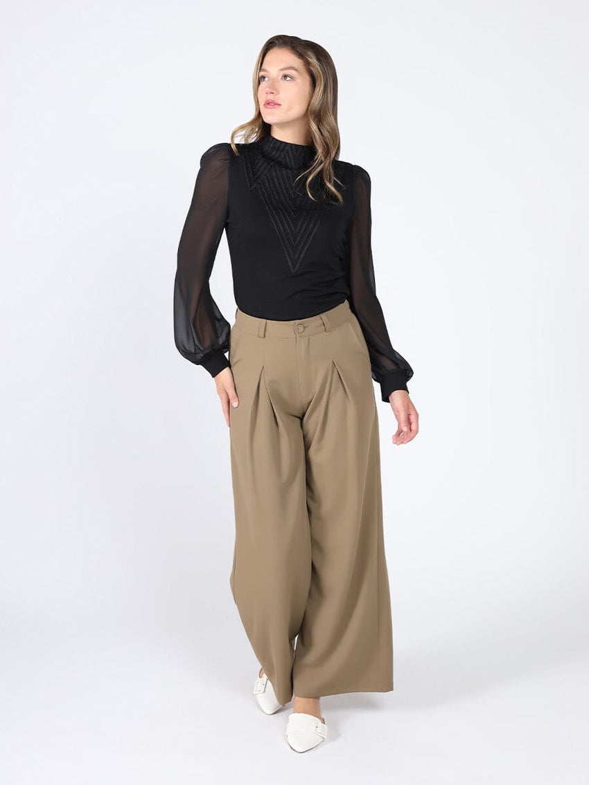 Pleated Wide Leg Pants