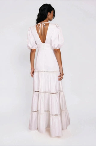 Plunge Sleeve Long Dress – White (Final Sale) - Glamourous Grace