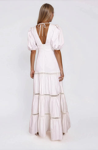 Plunge Sleeve Long Dress – White (Final Sale) - Glamourous Grace