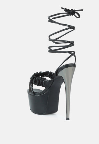 Pop Era Ruched Straps Tie Up Sandals - Glamourous Grace
