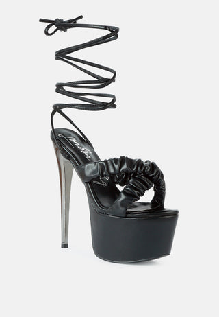 Pop Era Ruched Straps Tie Up Sandals - Glamourous Grace