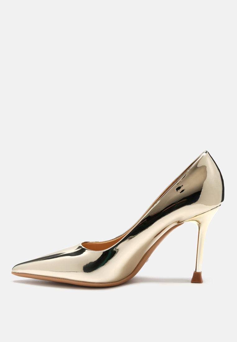 Poudre Metallic Patent Faux Leather Pumps - Glamourous Grace
